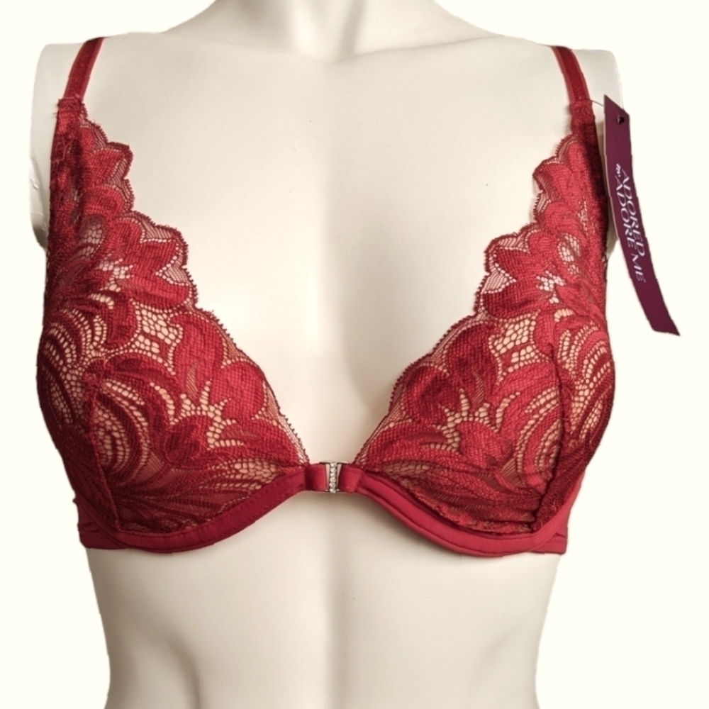 Adored by Adore Me Layla Plunge Push Up Underwire Lace Bra 34A New With Tags‎